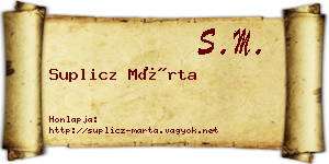 Suplicz Márta névjegykártya